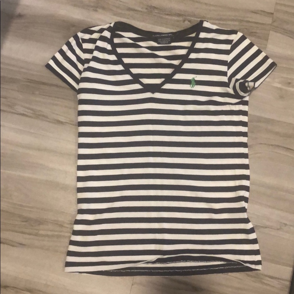 Navy and white striped polo Ralph Lauren T-shirt